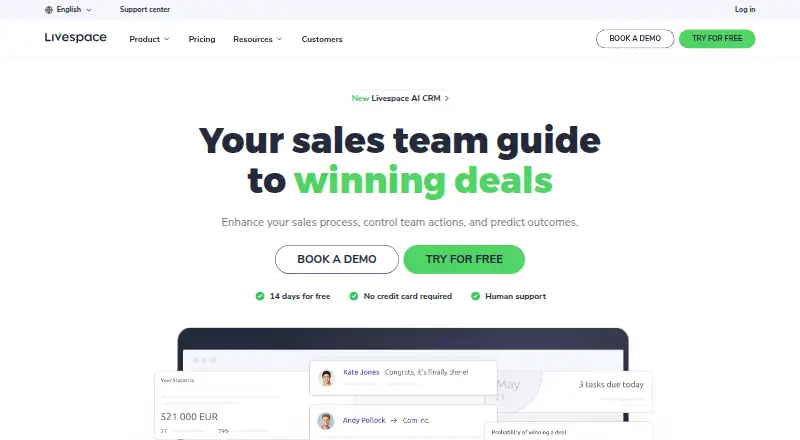 Livespace CRM's own site, as our research read it