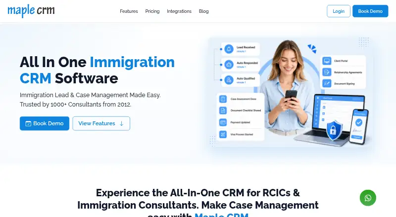 Maple CRM's own site, as our research read it