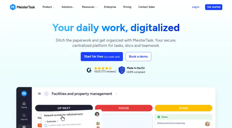 MeisterTask's own site, as our research read it