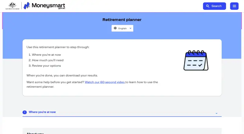 Moneysmart Retirement Planner's own site, as our research read it