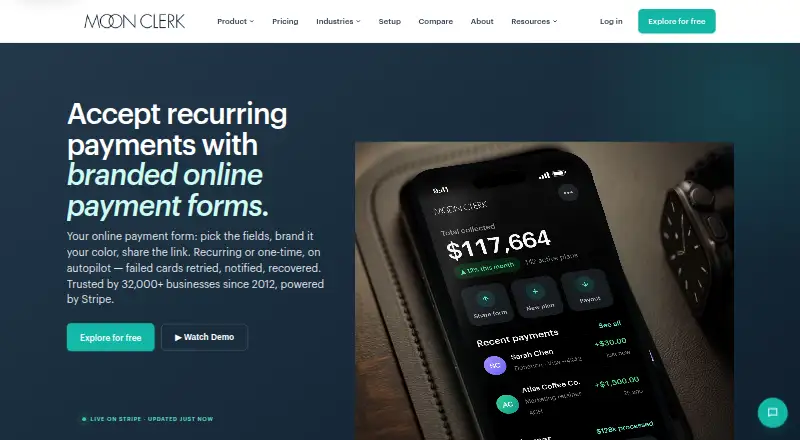 The MoonClerk homepage