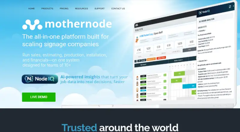 Mothernode CRM's own site, as our research read it