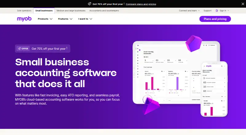 MYOB Business's own site, as our research read it
