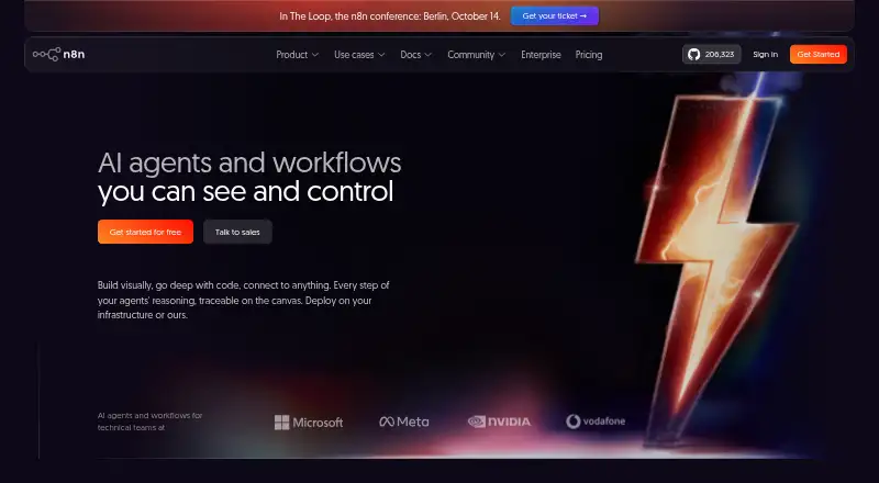 n8n's own site, as our research read it