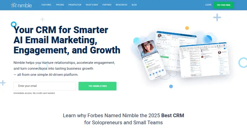 Nimble's own site, as our research read it