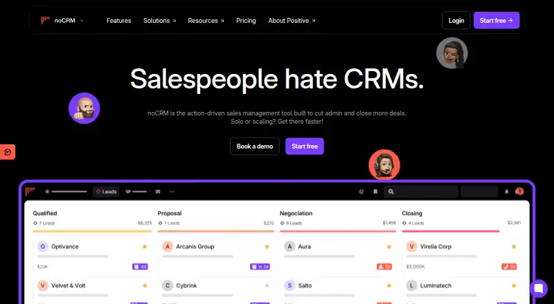 noCRM.io's own site, as our research read it