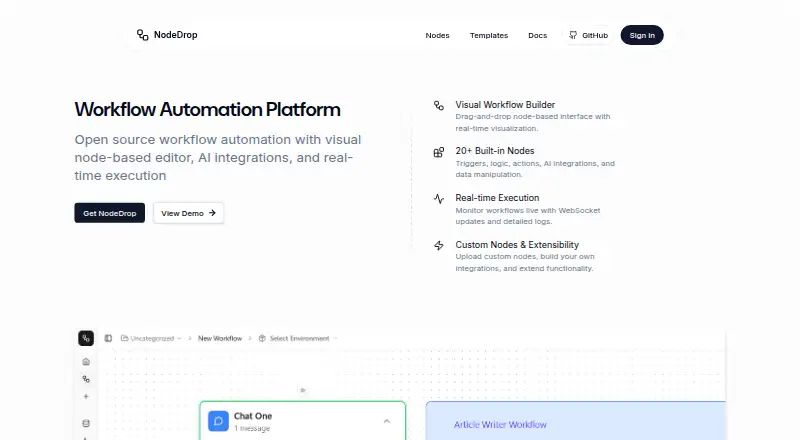 NodeDrop's own site, as our research read it