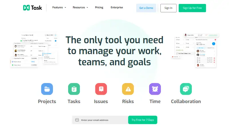 nTask's own site, as our research read it