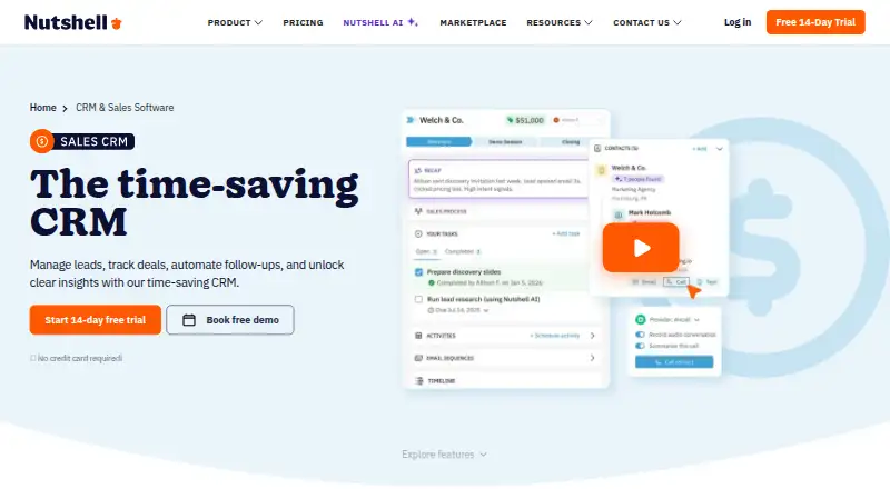 Nutshell's own site, as our research read it