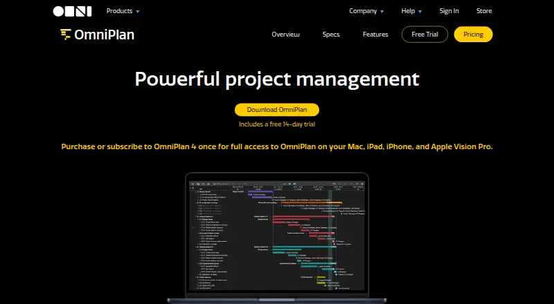 OmniPlan's own site, as our research read it