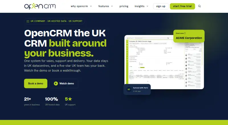 OpenCRM's own site, as our research read it