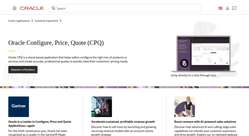 Oracle Fusion Cloud Sales's own site, as our research read it