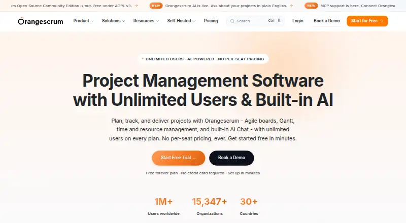 Orangescrum's own site, as our research read it