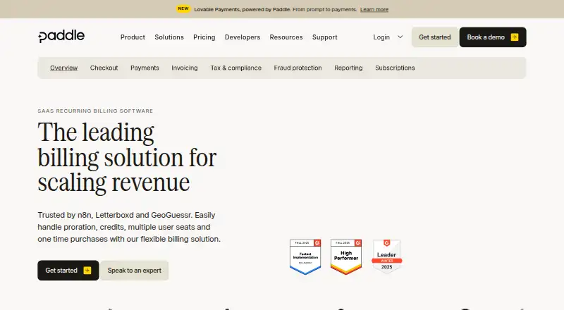 The Paddle Billing homepage