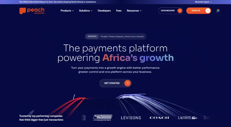 The Peach Payments homepage