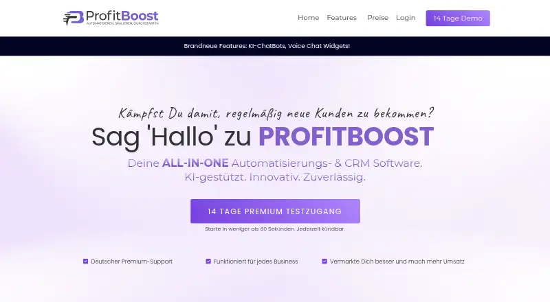 ProfitBoost's own site, as our research read it