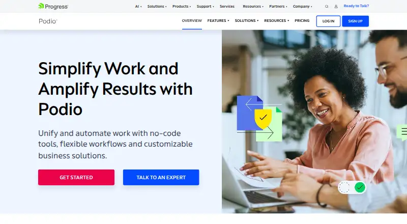 Podio's own site, as our research read it