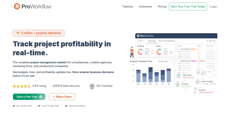 ProWorkflow's own site, as our research read it