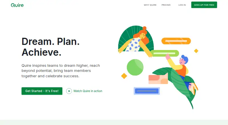 Quire's own site, as our research read it
