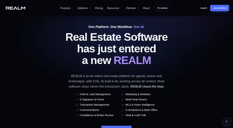 REALM's own site, as our research read it