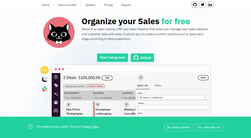 Meow's own site, as our research read it