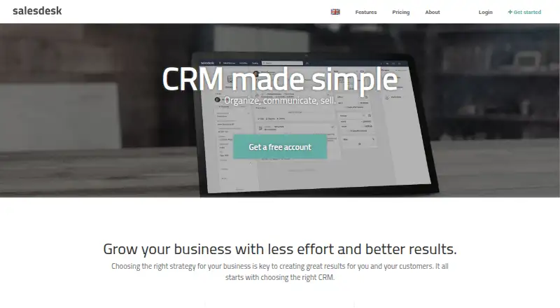 Salesdesk CRM's own site, as our research read it