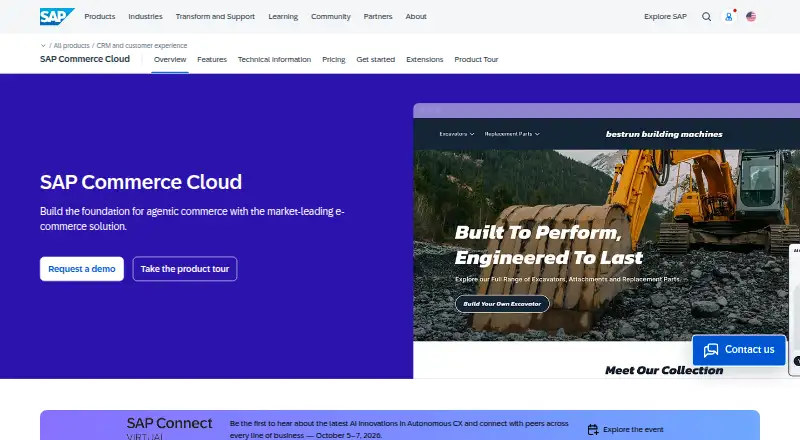 SAP Commerce Cloud's own site, as our research read it