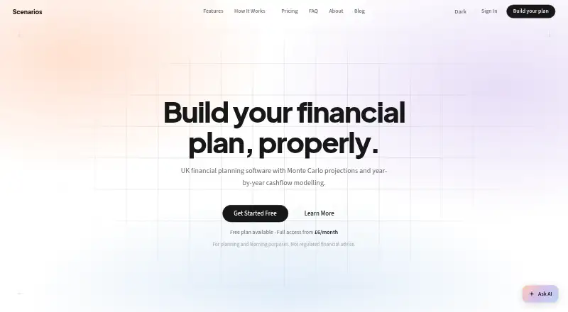 Scenarios's own site, as our research read it