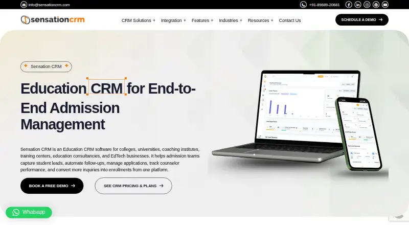 Sensation CRM's own site, as our research read it