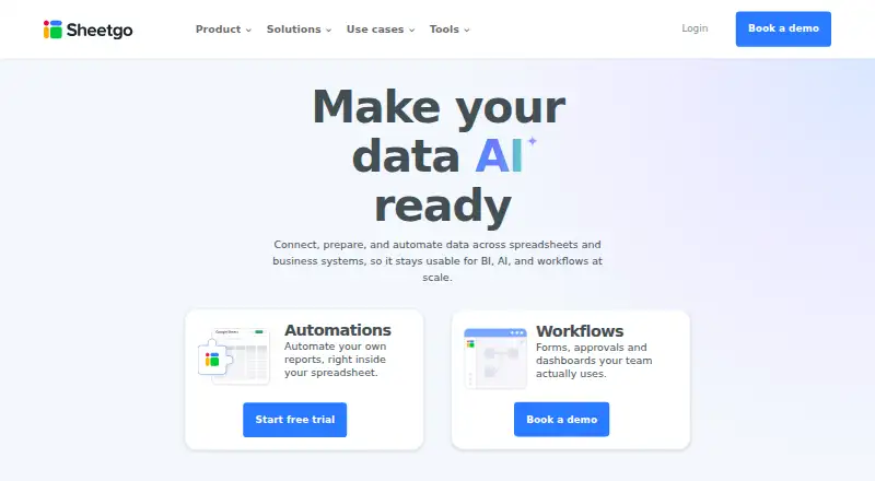 Sheetgo's own site, as our research read it