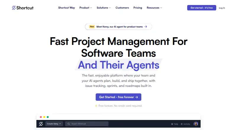 Shortcut's own site, as our research read it