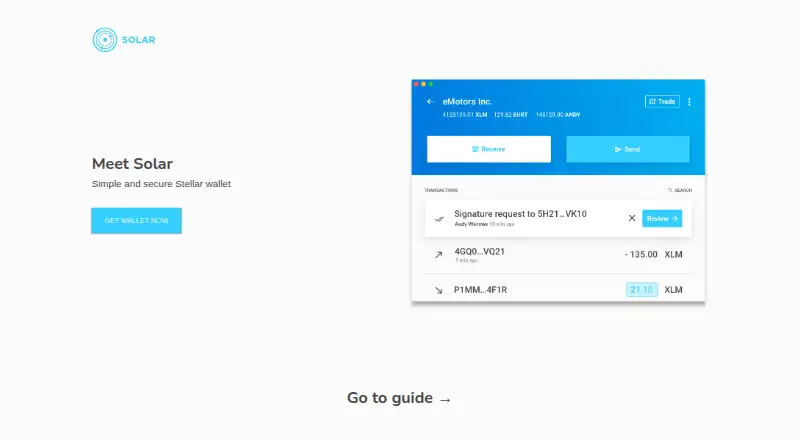 Solar Wallet's own site, as our research read it
