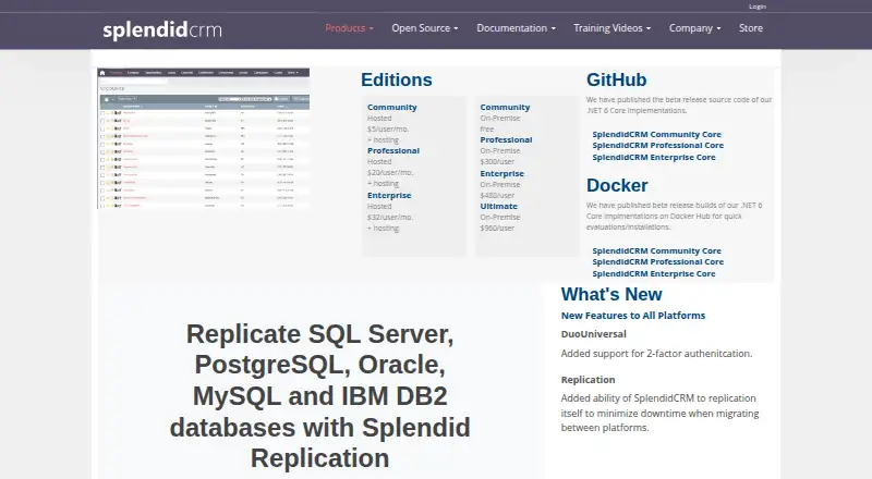 SplendidCRM's own site, as our research read it