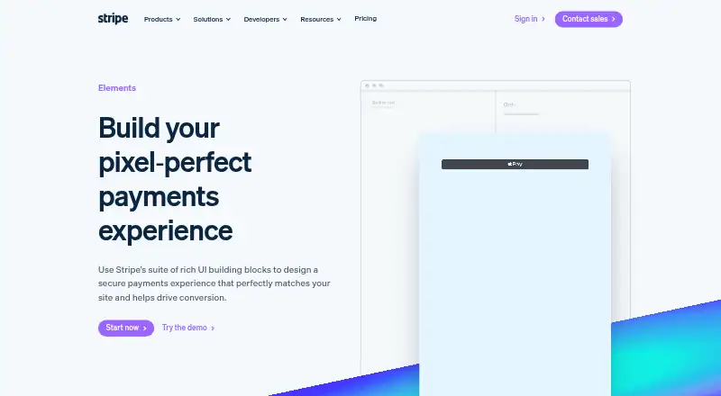 Stripe Elements's own site, as our research read it