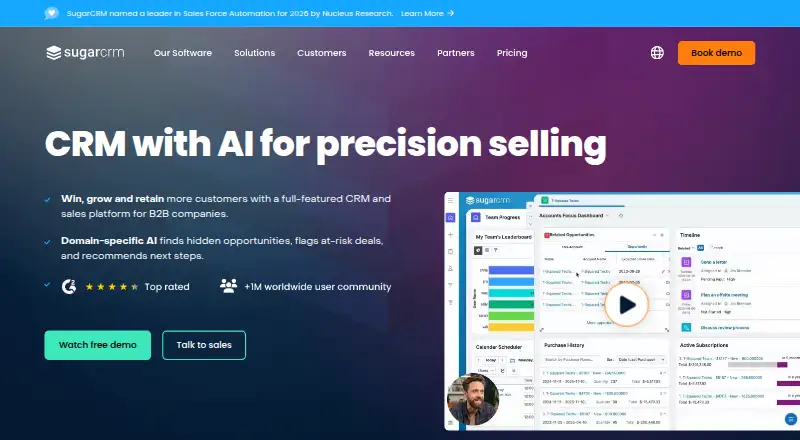 SugarCRM's own site, as our research read it