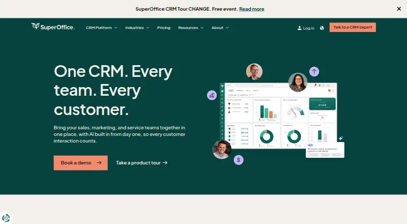 SuperOffice CRM's own site, as our research read it