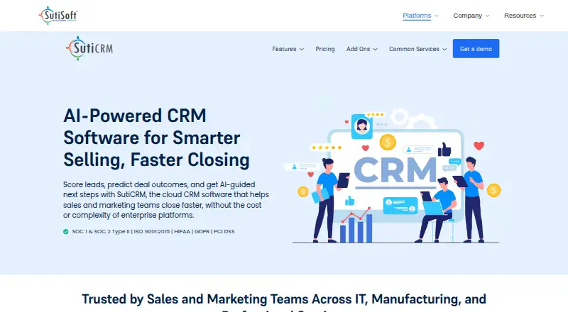 SutiCRM's own site, as our research read it