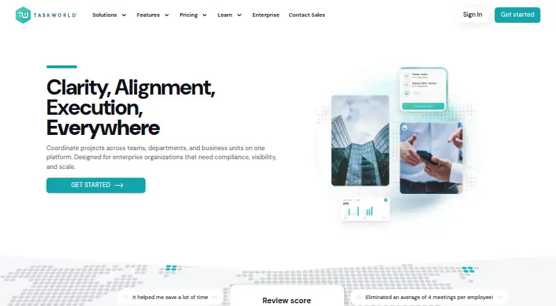 Taskworld's own site, as our research read it