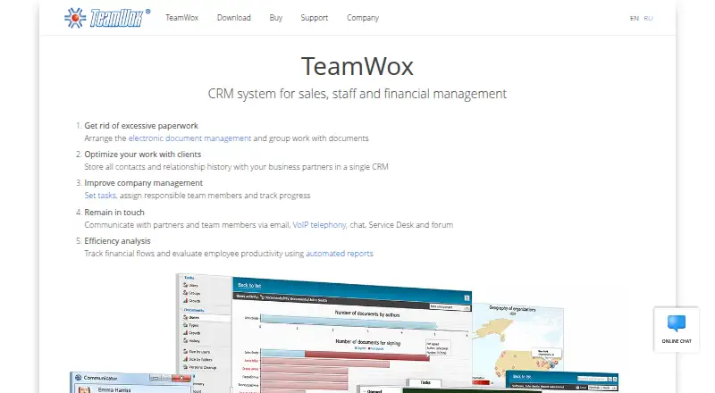 TeamWox's own site, as our research read it