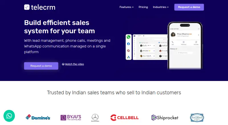 TeleCRM's own site, as our research read it