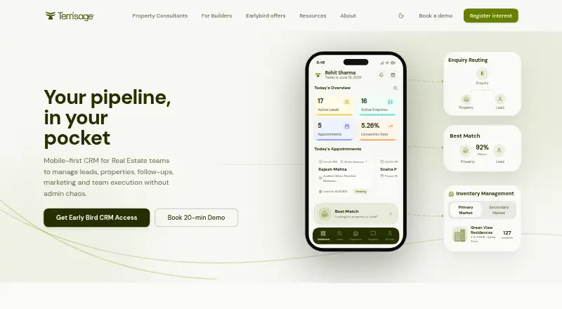 Terrisage's own site, as our research read it