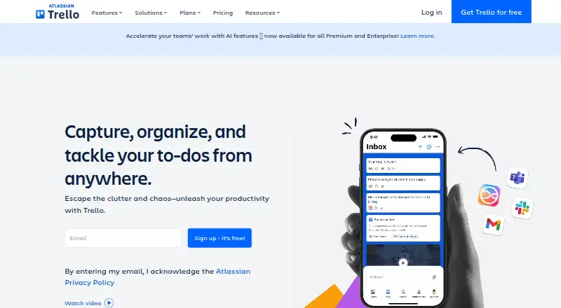Trello's own site, as our research read it
