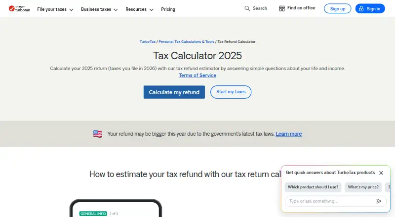 TaxCaster's own site, as our research read it