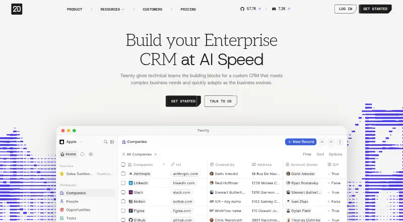 Twenty's own site, as our research read it