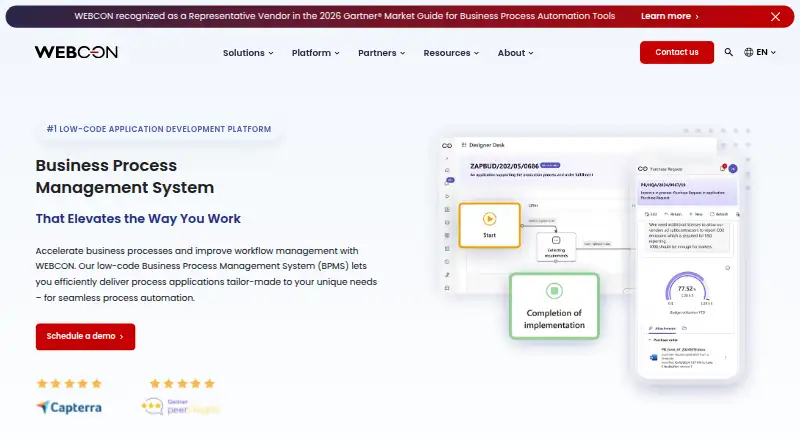 WEBCON BPS's own site, as our research read it