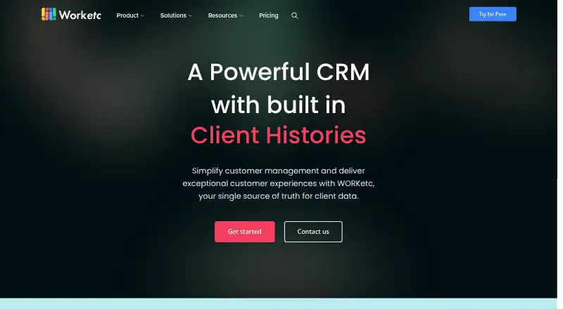 WORKetc CRM's own site, as our research read it