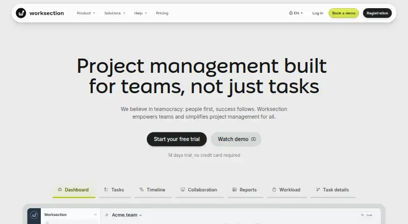 Worksection's own site, as our research read it
