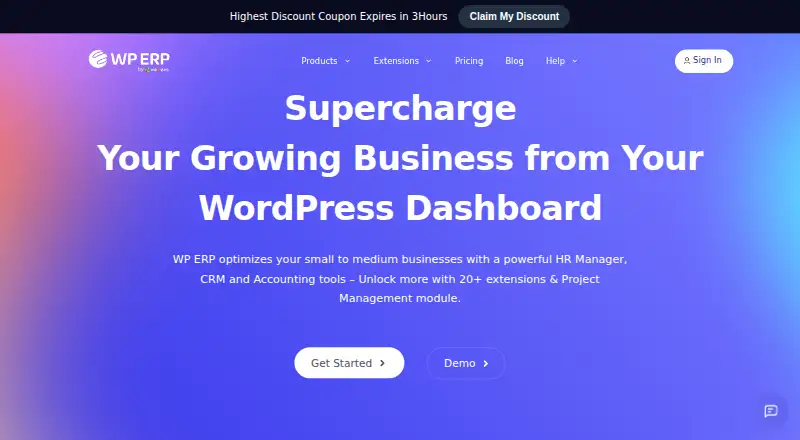 WP ERP's own site, as our research read it