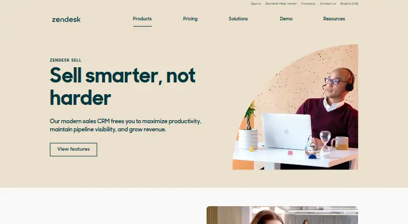 Zendesk Sell's own site, as our research read it