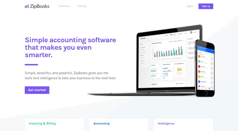ZipBooks's own site, as our research read it